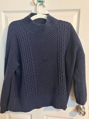 GAP Navy Cable-Texture Crewneck Sweater